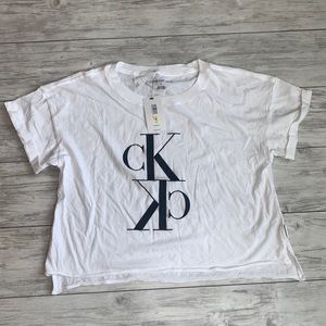 Calvin Klein Jeans White Crop Tshirt Medium NWT